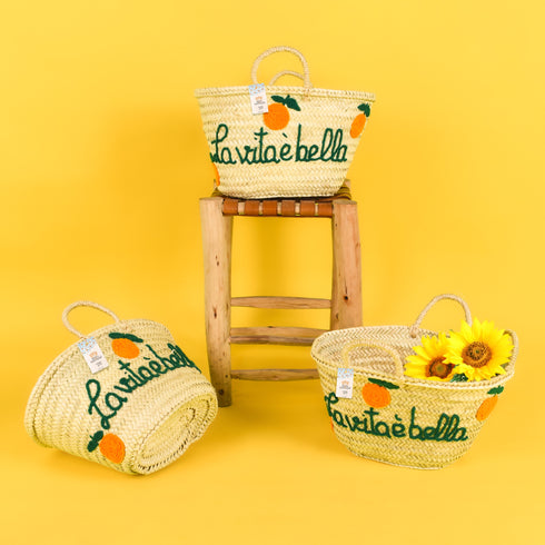 La Vita È Bella Oranges Basket | Handwoven Summer Tote of Joy 🍊
